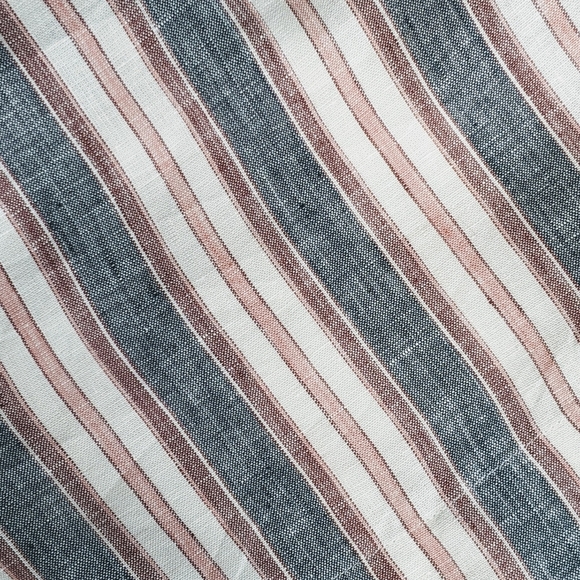 Frame Shorts Linen High Waist Zip Fly Striped Lined Natural Blue Red 8 NWT - Picture 11 of 14